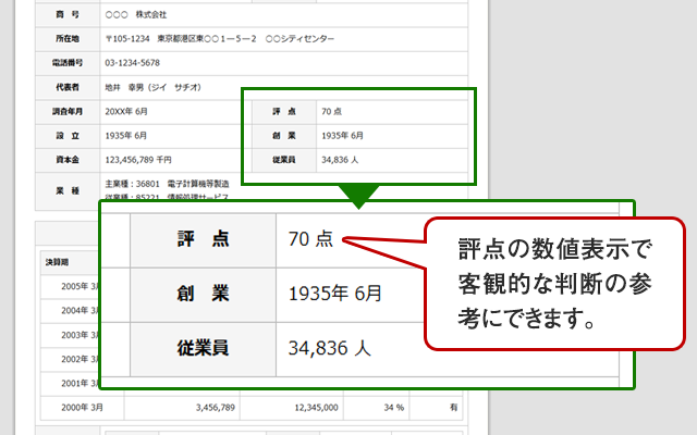 帝国データバンクや東京商工リサーチの企業情報が見れる